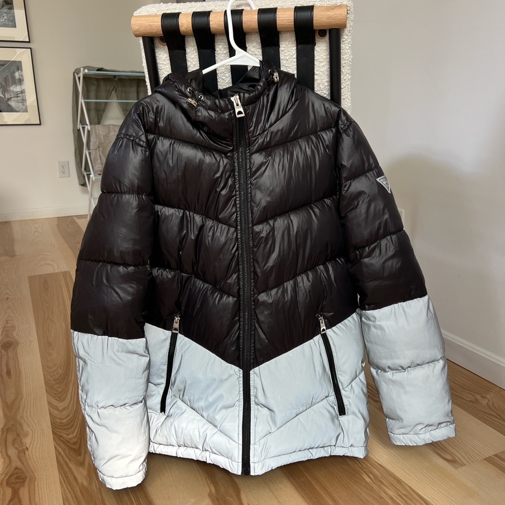 Men’s black/reflective guess puffer jacket